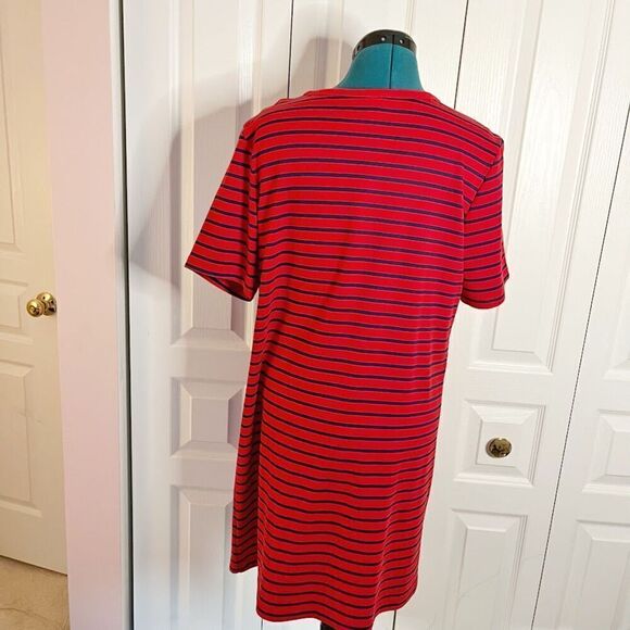 Old Navy Red Navy Blue Nautical Stripe Short Sleeve T Shirt Stretch Petite Dress - Picture 3 of 9